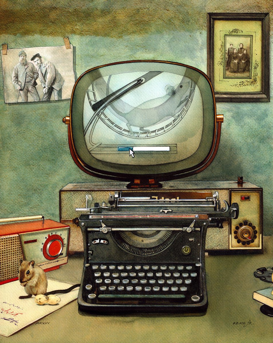 First Computer 1967 Watercolour by REME Jr. | Artfinder