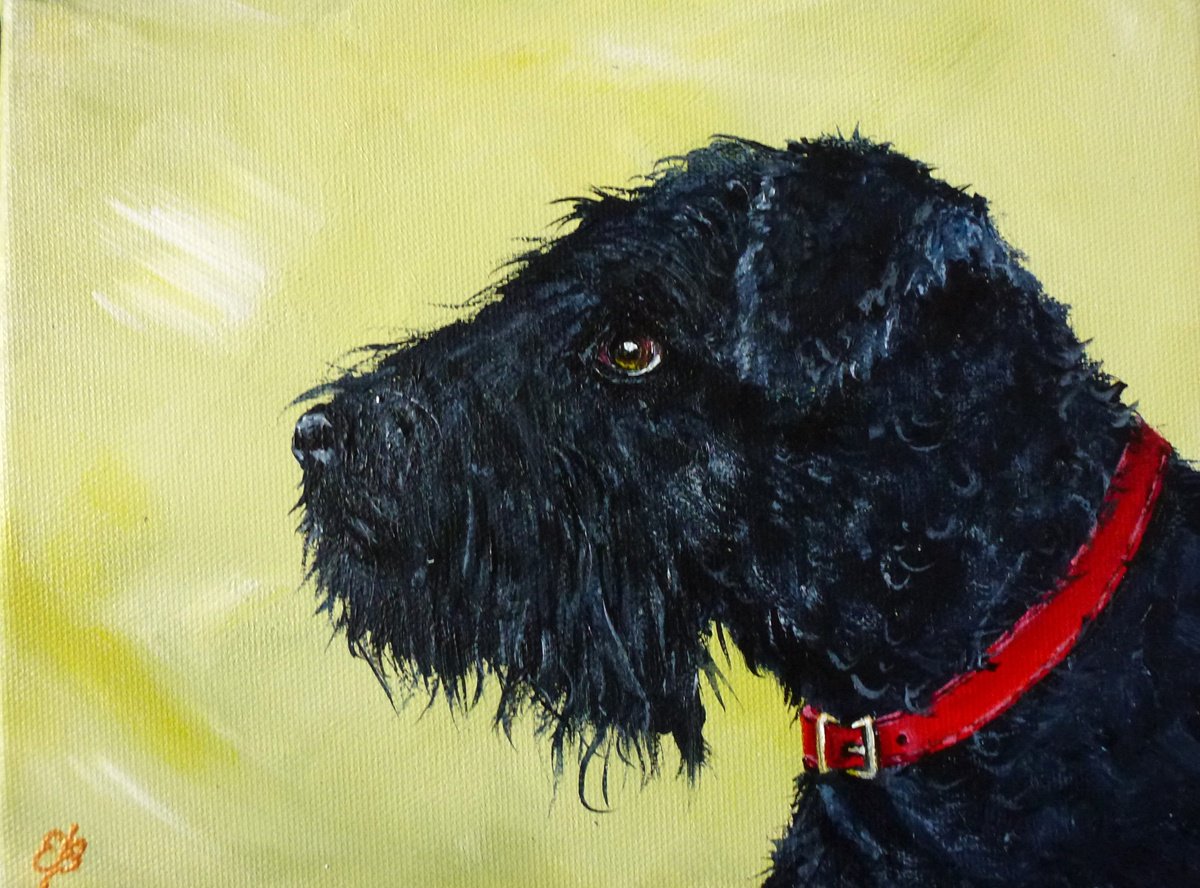 Photorealistic Animal Acrylic Painting By Lena Smirnova, 9 X 7", Charlie The Dog, Original Artwork
