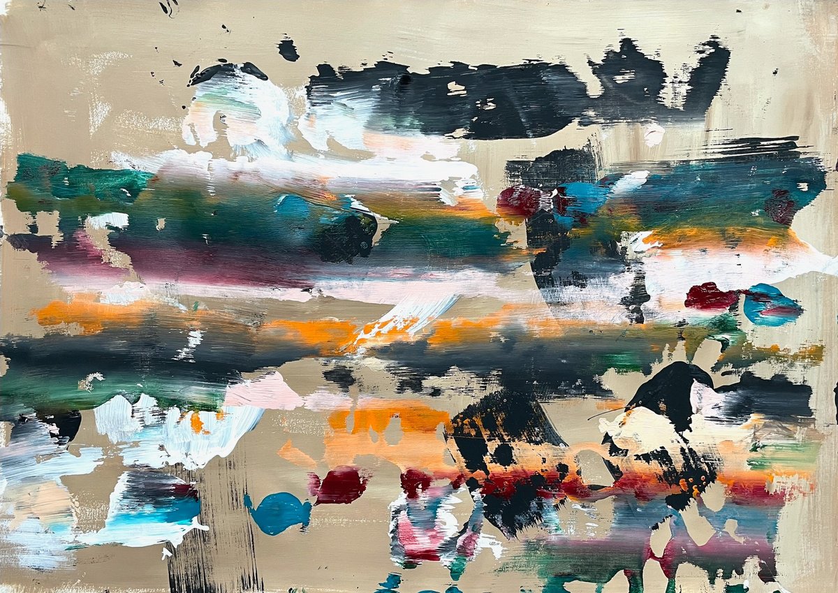 Organic Abstract Acrylic Painting By Christel Haag, 23 X 17, Ausflucht, Original Artwork