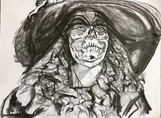 Charcoal study for #25 of my Dia de los Muertos series