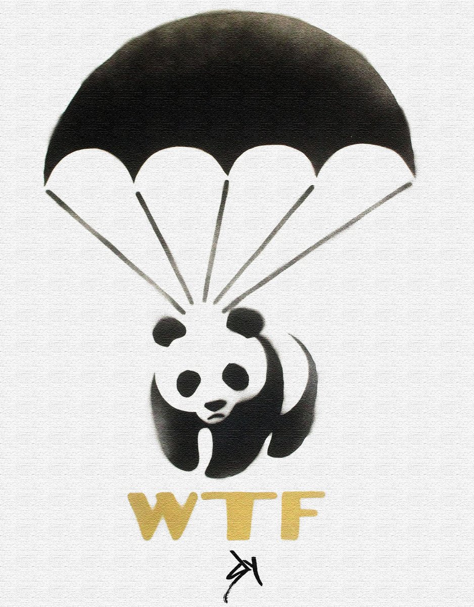 Surrealistic Animal Painting By Juan Sly, 23 X 30", Wtf (On A Box Canvas)., Original Artwork