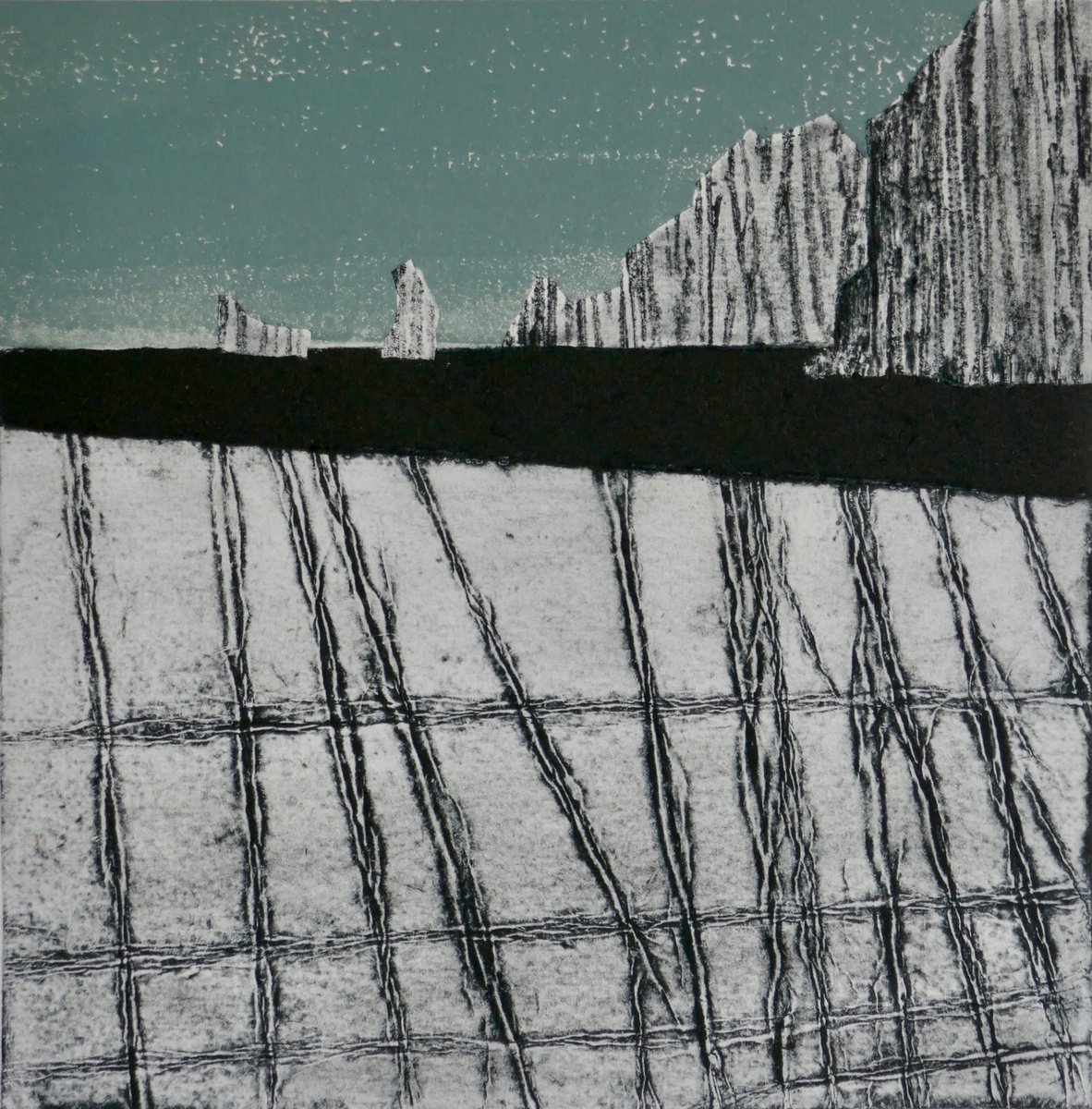 Impressionistic Landscape Limited Edition Print By Sue Roe, 9 X 9", Singing Ice, Original Artwork