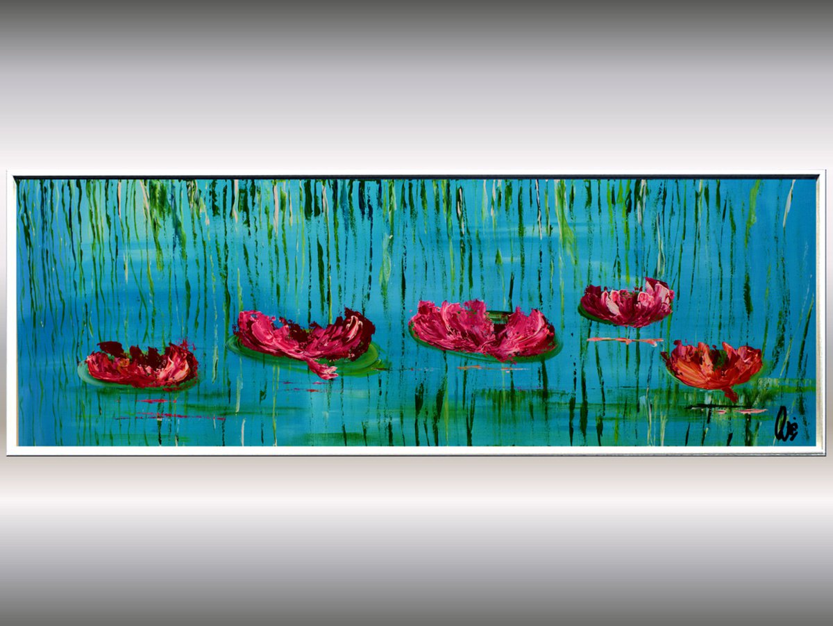 Lilly Pond - Abstract Art - Acrylic Painting - Canvas Art - Framed Painting - Abstract Pa... by Edelgard Schroer