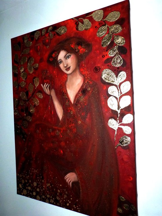 "The red Elixir"  woman portrait 60x81cm.