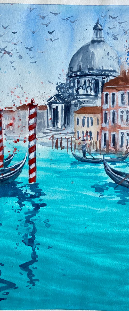 Teal Santa Maria della Salute 2 by Valeria Golovenkina