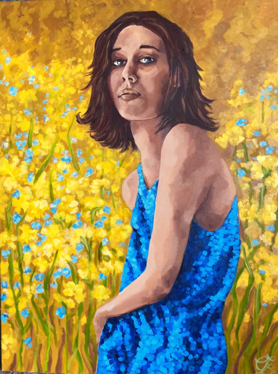 Impressionistic Portrait Acrylic Painting By Colette Baumback, 31 X 40, Felicity - Portrait, Original Artwork