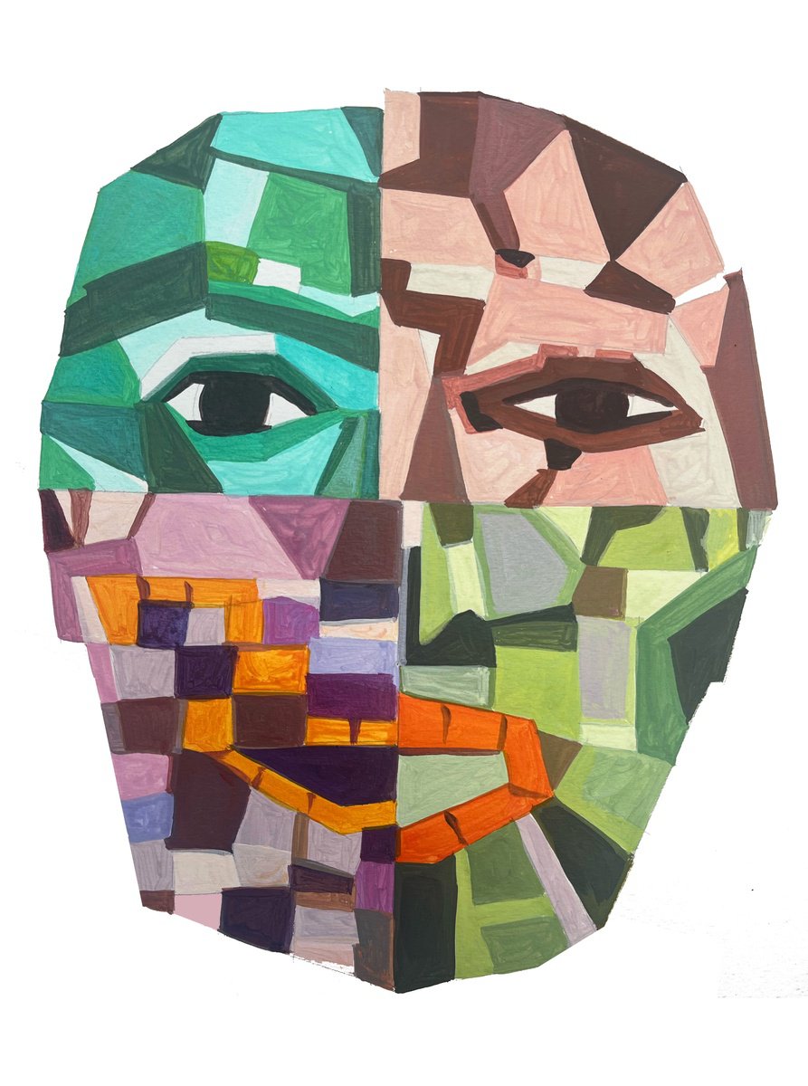 Mexican-Stone-Mask_Composition-3 By Andre Baldet, 13 X 17, Artwork For Sale On Artfinder