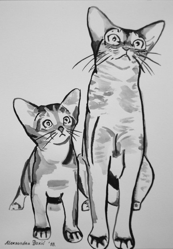 Two cats / 29.7 x 21 cm
