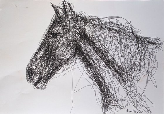 Horse In Ink 9x12 Ink on paper