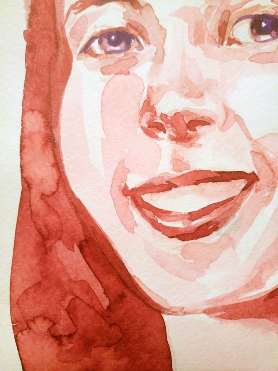 Smile! - GIRL PORTRAIT - ORIGINAL WATERCOLOR PAINTING.