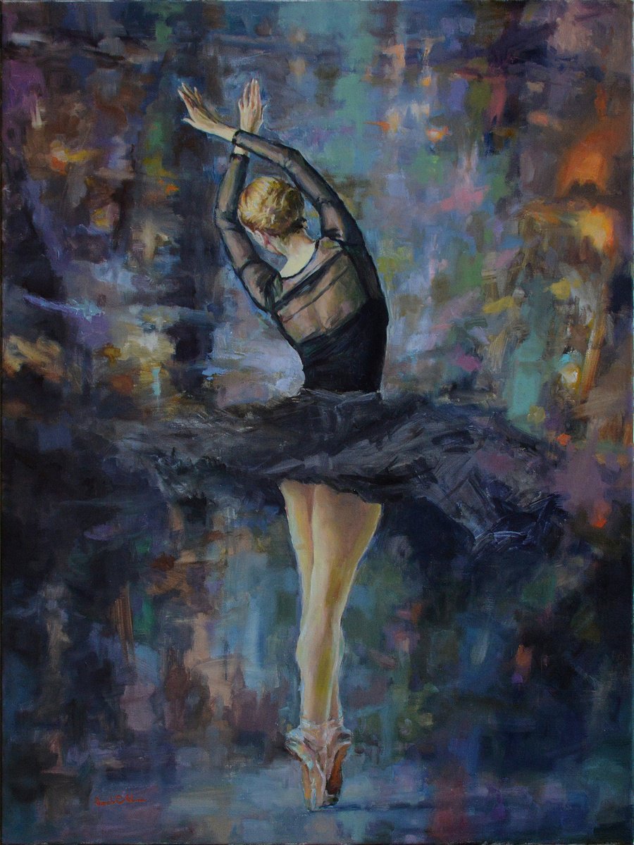 Impressionistic Portrait Oil Painting By Vachagan Manukyan, 24 X 31", Ballet Dancer #62, Original Artwork