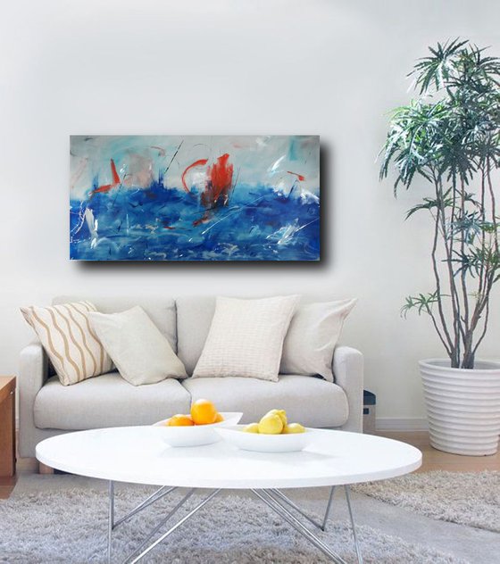 large abstract painting 140x70 cm-large wall art   title : abstract-c390