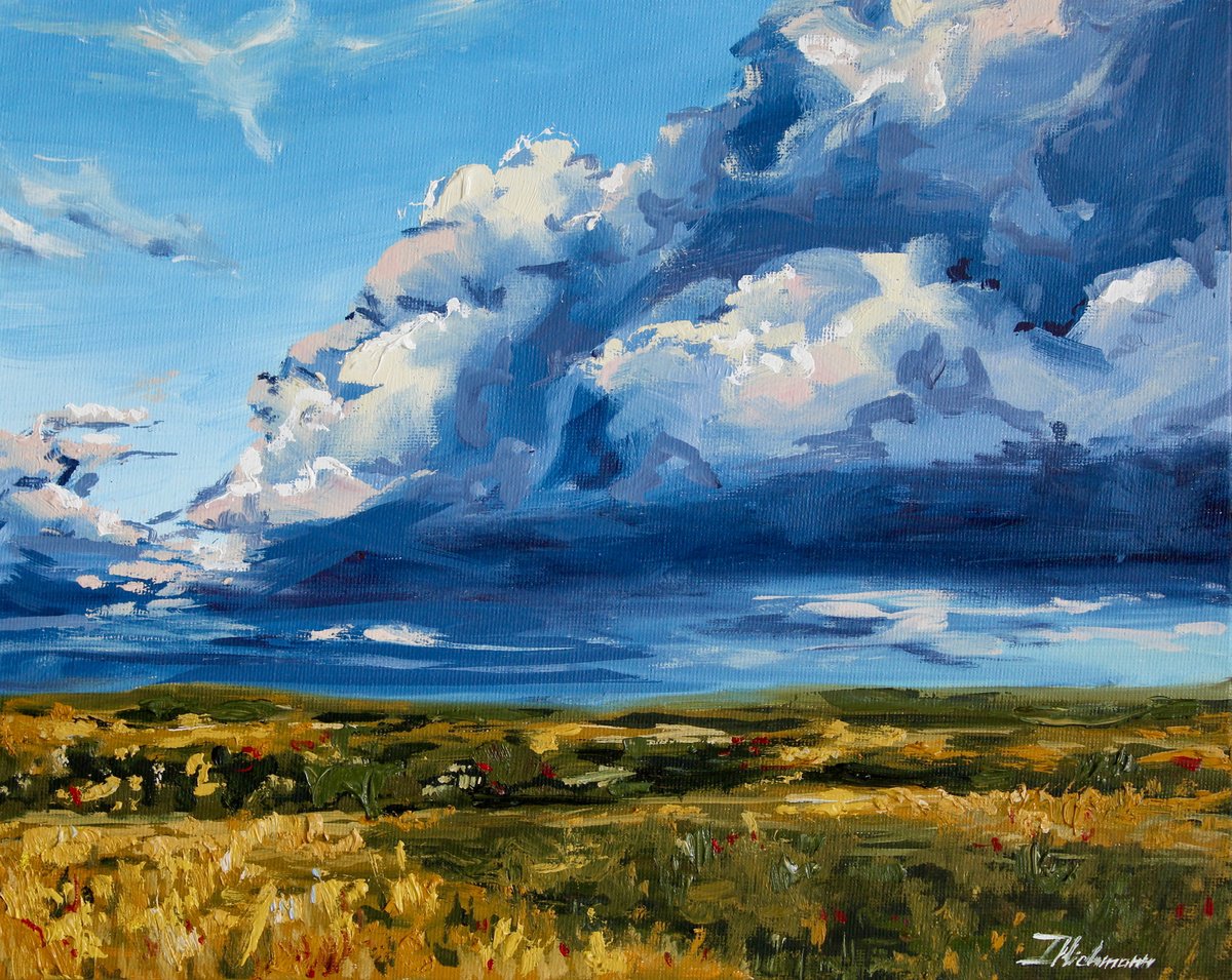 Impressionistic Landscape Oil Painting By Liza Illichmann, 12 X 9", Shades Of Rain, Original Artwork