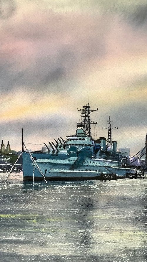 HMS Belfast at Dawn by Darren Carey
