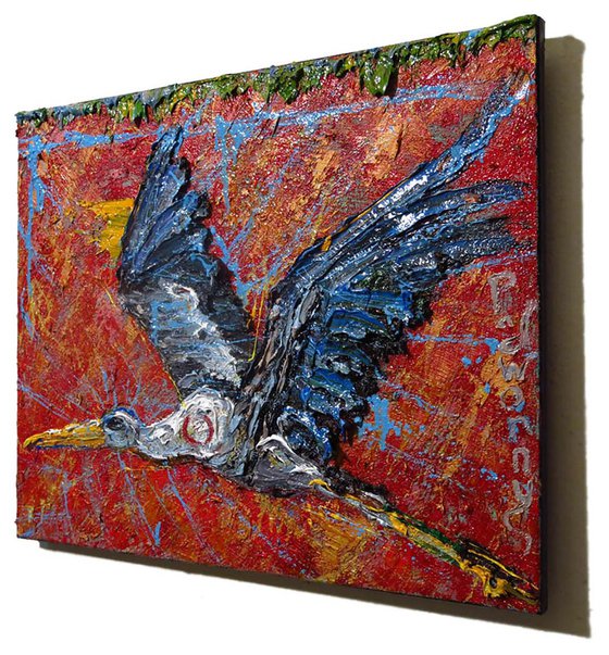 Original Oil Painting Abstract Animal Impressionism Birds
