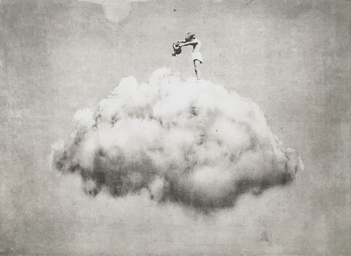 Surrealistic Etchings & Engravings , The Boy On The Cloud By Jaco Putker, 20 X 16, Artwork For Sale On Artfinder