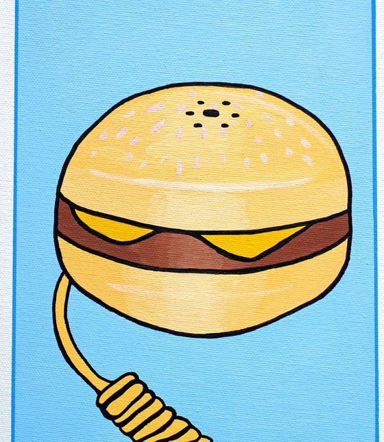 Burger Telephone Two Panel Pop Art Painting on Canvas