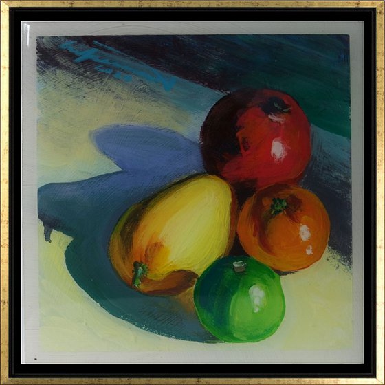 Mango, Lime, Mandarine, and Pomegranate Still LIfe