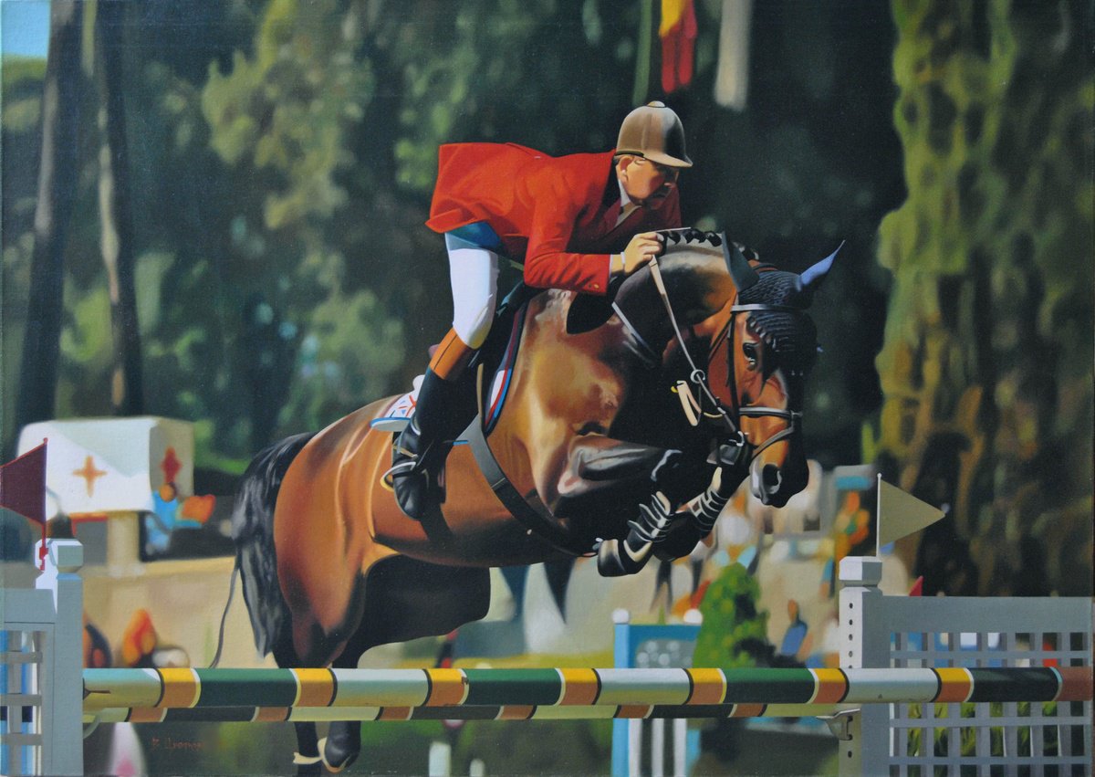 Photorealistic Portrait Oil Painting By Valeri Tsvetkov, 28 X 20", Jump, Original Artwork