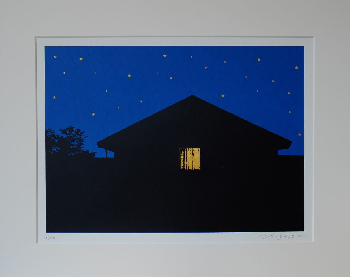 Landscape Screenprint By Lene Bladbjerg, 20 X 16", Written In The Stars, Original Artwork