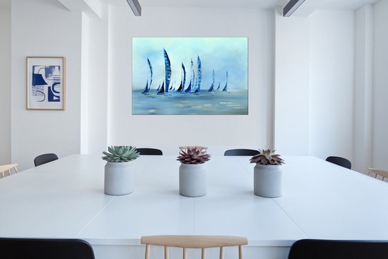 Happy Holidays II - abstract seascape on canvas, ready to hang