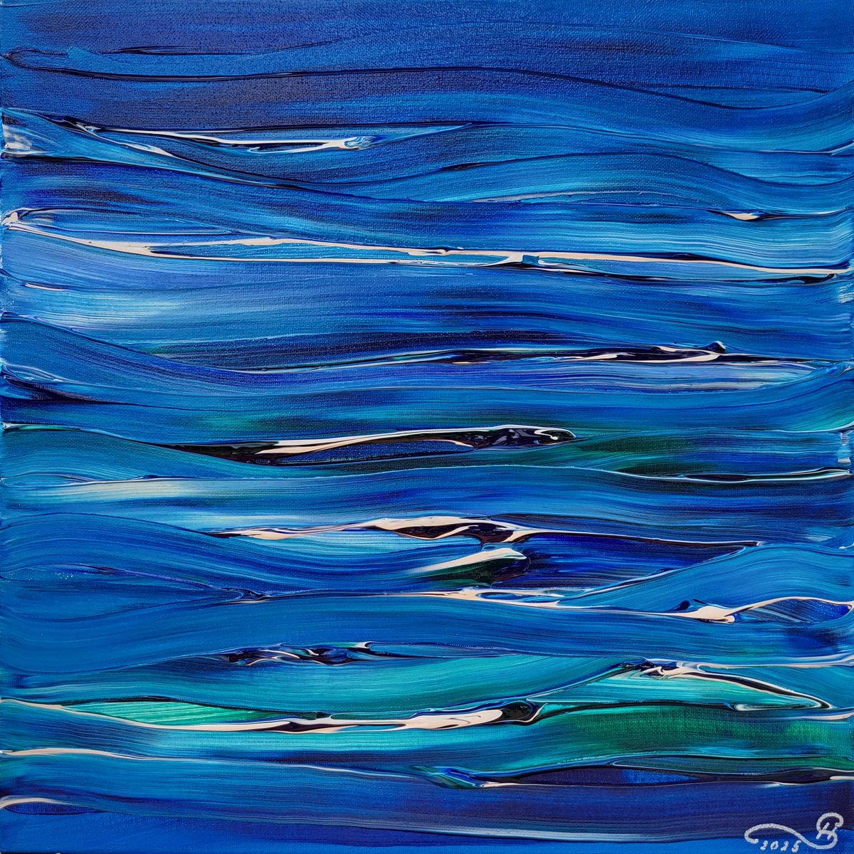 Surrealistic Landscape Acrylic Painting By Silvija Horvat, 16 X 16", Silent Drift, Original Artwork