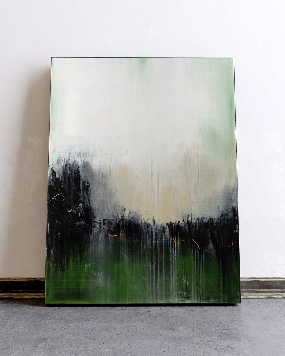 Organic Abstract Acrylic Painting By Nemanja Nikolic, 30 X 40", Fading Out, Original Artwork