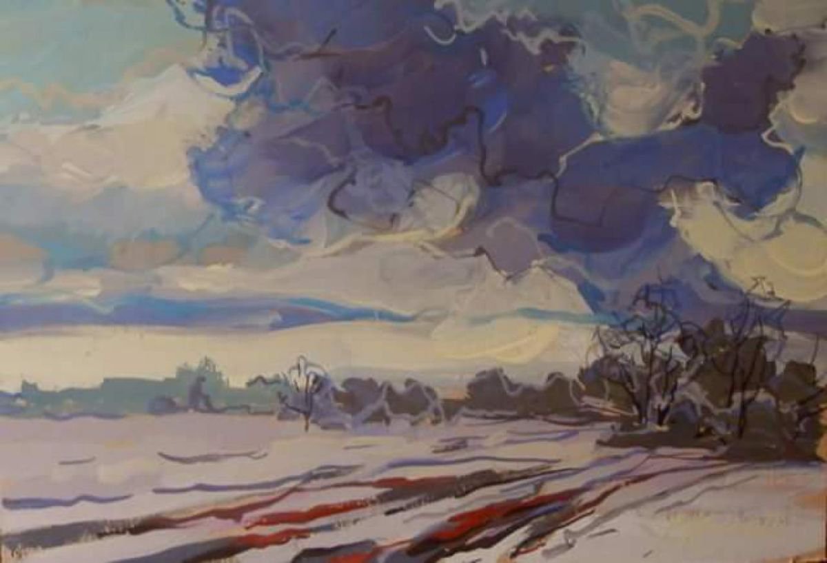 cloud, original painting 30x21 cm by Sergey Kachin