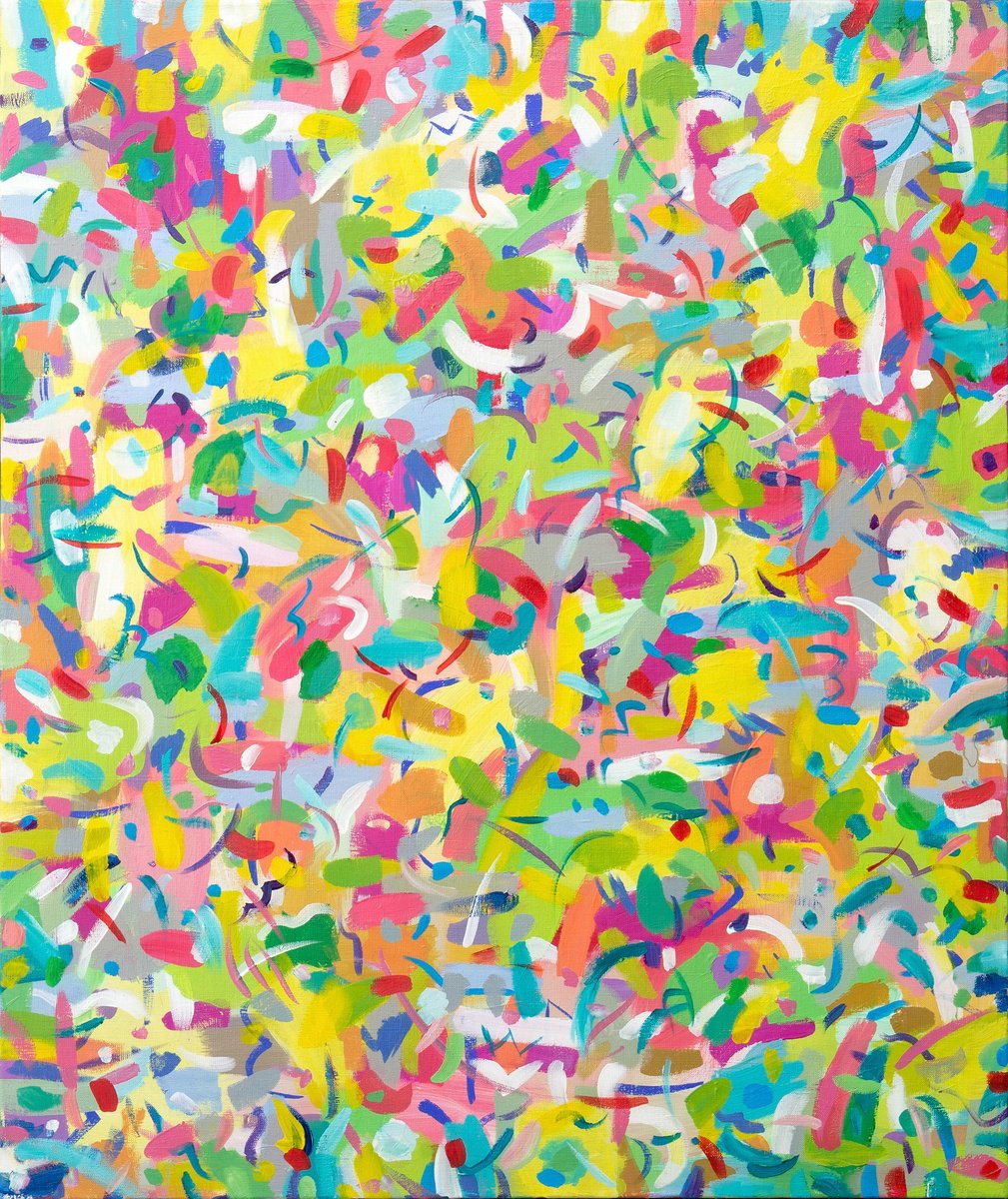 Organic Abstract Acrylic Painting By Oleksandr Korol, 30 X 35", Summer, Original Artwork