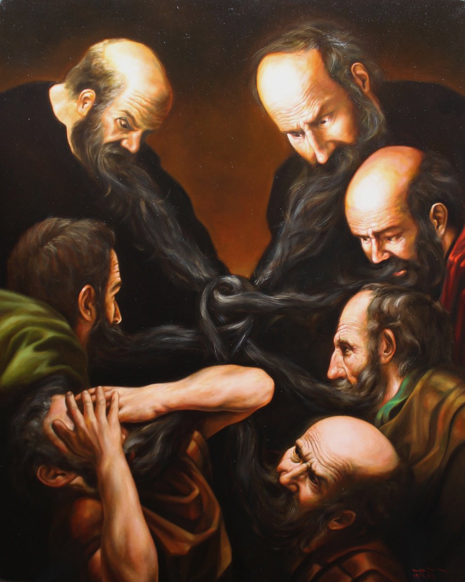 Photorealistic Portrait Oil Painting By Ivan Gejko, 35 X 47, The Wise Man, Original Artwork