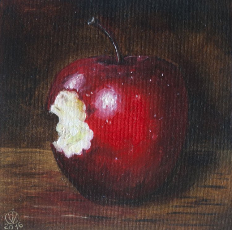 Red Apple 15x15cm Original Oil Painting Still Artfinder