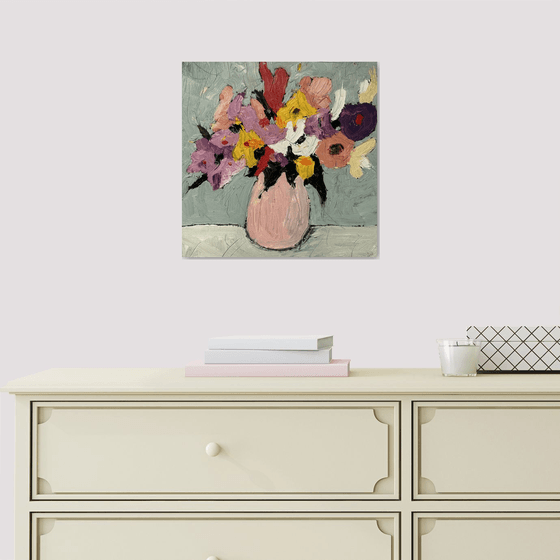 Flowers on a Gray Background