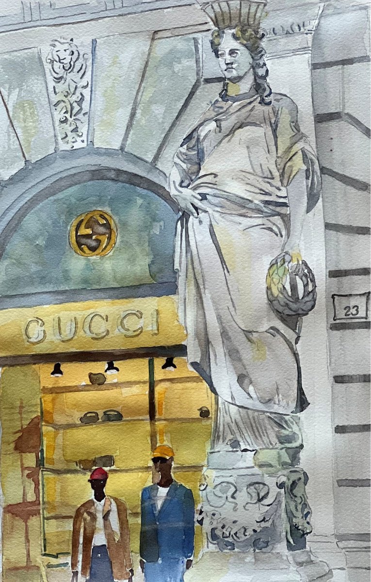 Impressionistic Cityscapes Watercolour By Bronwen Jones, 10 X 15, A Tale Of Old And New, Original Artwork