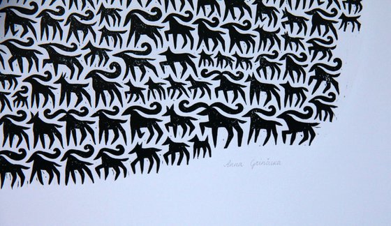 Big Migration Linocut Print
