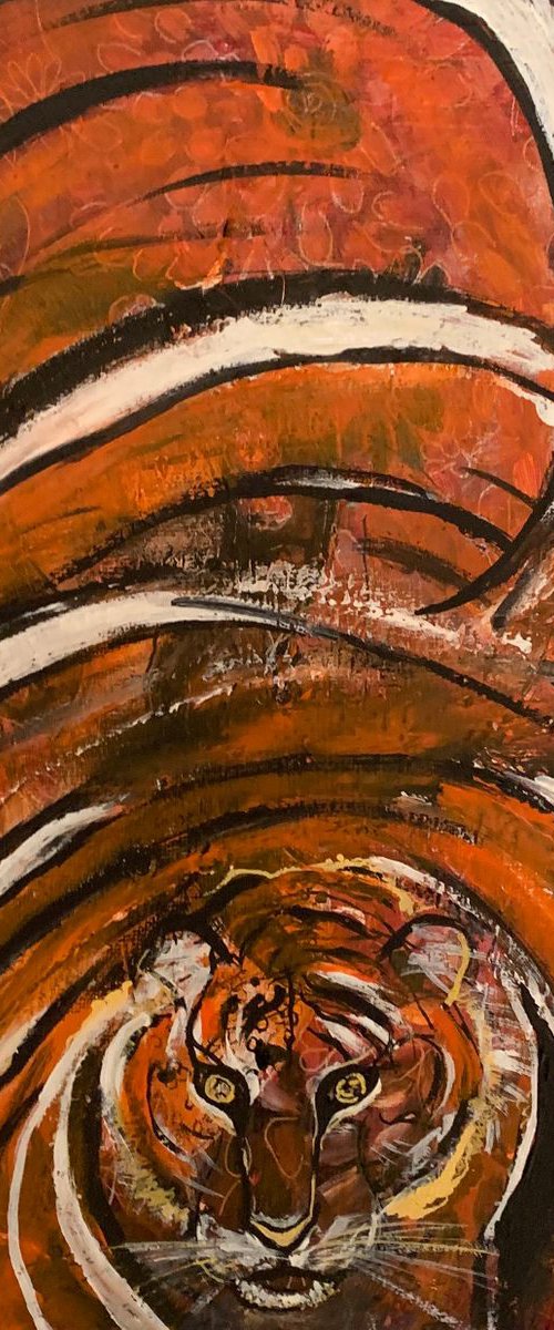 Original Acrylic Painting For Sale, Tiger Abstract Painting on Canvas Original Artwork Christmas Gift Ideas Home Decor Wall Art Decor by Kumi Muttu