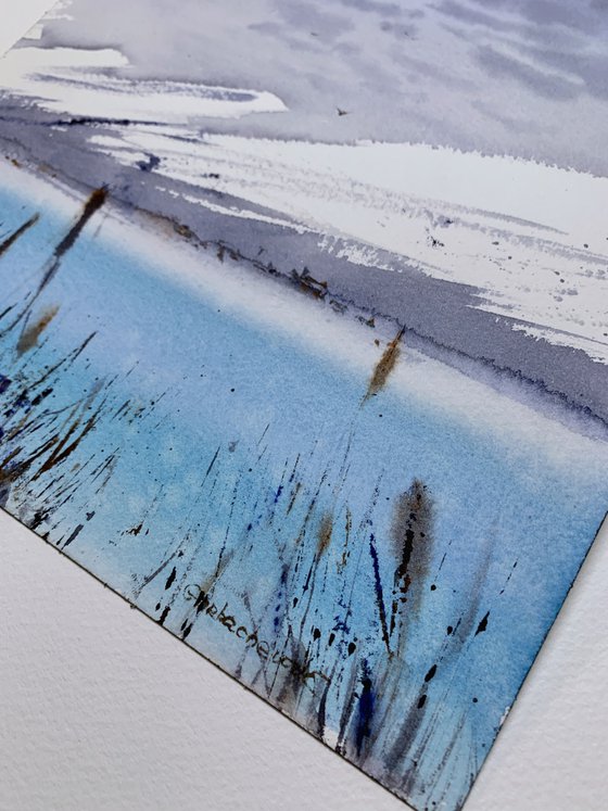 BLUE LAKE IN THE MOUNTAINS