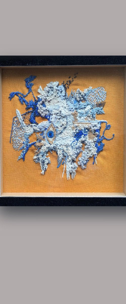 Textile panel in ocher Wall art by Alena Kuschnereit