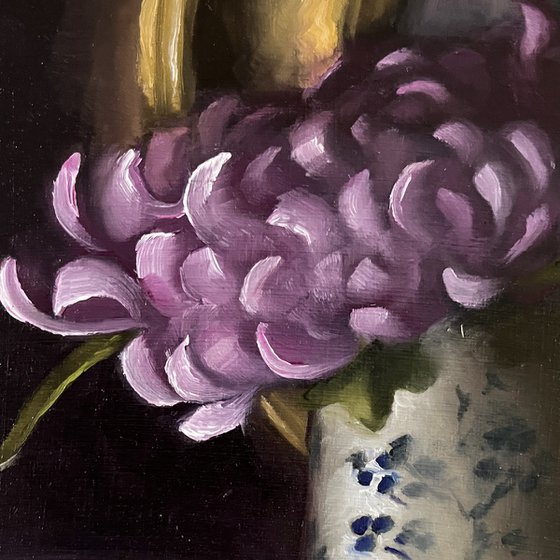 Chrysanthemum and china jug