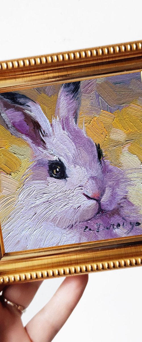 White rabbit portrait by Nataly Derevyanko