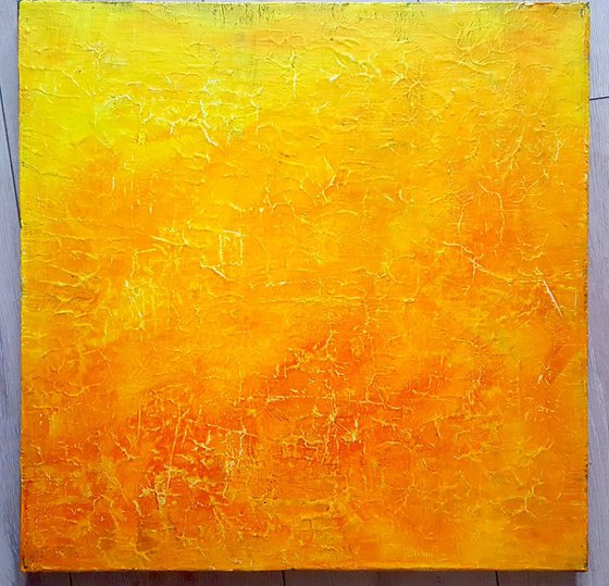 A piece of the Sun II- Large orange , yellow triptych abstract