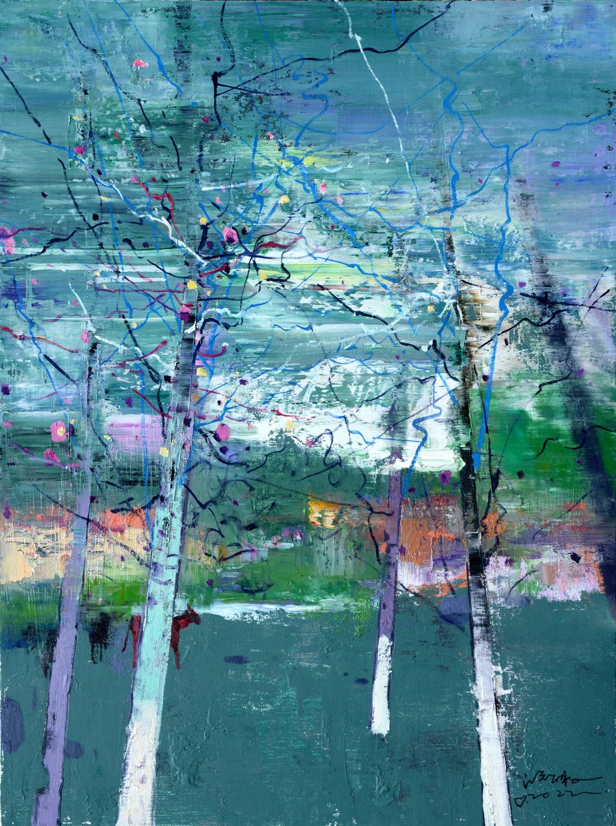 Impressionistic Landscape Oil Painting By Jianzhe Chon, 24 X 31, Landscape, Original Artwork