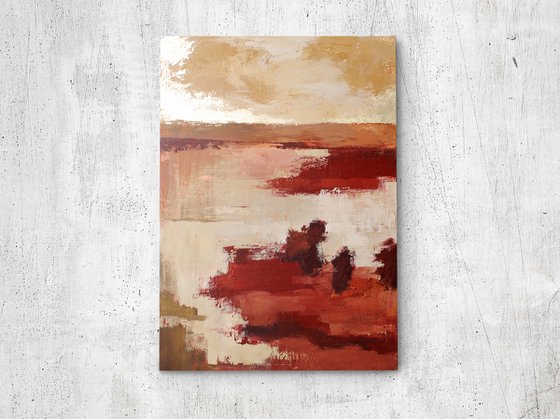 "Autumn" Abstract acrylic nature red gold