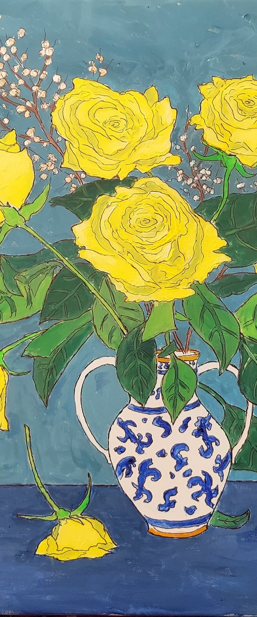 vase of yellow roses by Colin Ross Jack