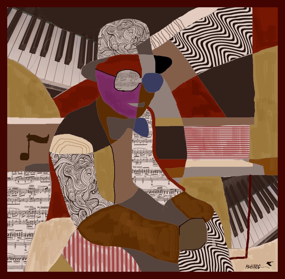 Organic Abstract Painting By Joe Mcharg, 42 X 40, Rocket Man 42X40, Original Artwork