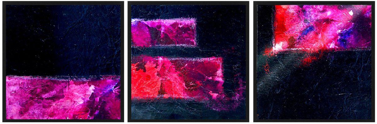 Abstract No. 2609 black & pink -set of 3 - by Anita Kaufmann