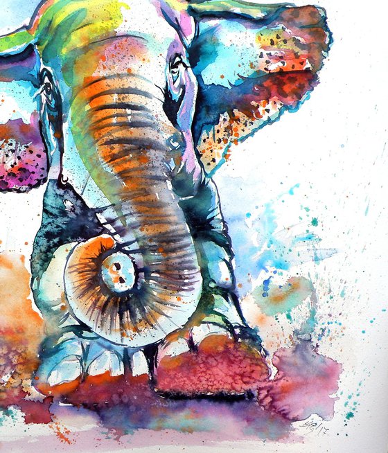 Majestic elephant playing
