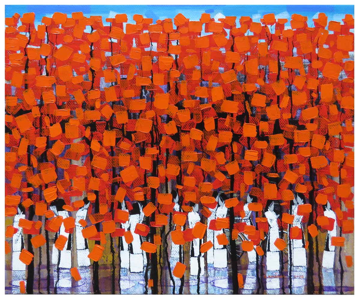 Row of red trees #11 by Xuan Khanh Nguyen