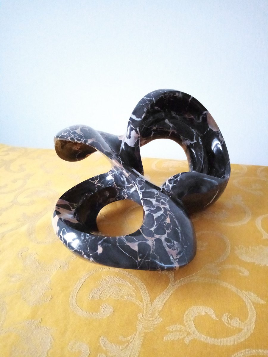 Surrealistic Abstract Stone Sculpture By Massimiliano Capraro, 13 X 7", Crescent Moon, Original Artwork