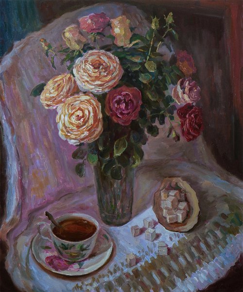 Roses painting by Nikolay Dmitriev