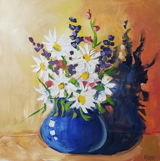 "Sitting in the Sun" - Still Life - Daisies - Flowers